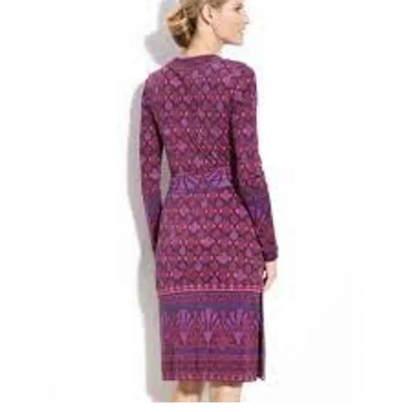 Tory Burch Purple Long Sleeve Silk Dress Size Small - Picture 2 of 5